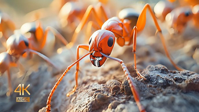 蚂蚁群体 昆虫 小动物 红色的蚂蚁 微距