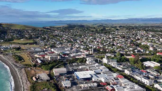 延时航拍新西兰奥玛鲁城镇风光