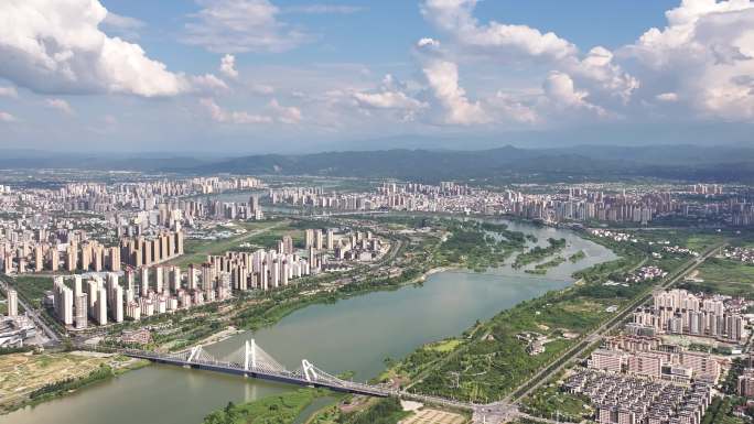 汉江上游 汉中城市全景