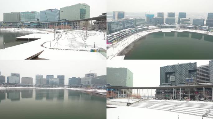 郑州金融岛雪景航拍