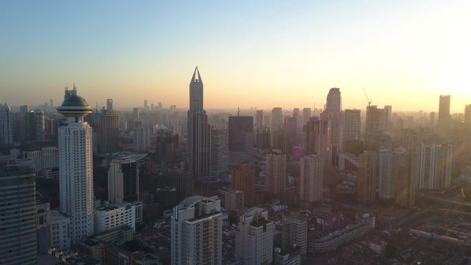 上海城市建筑群航拍空镜