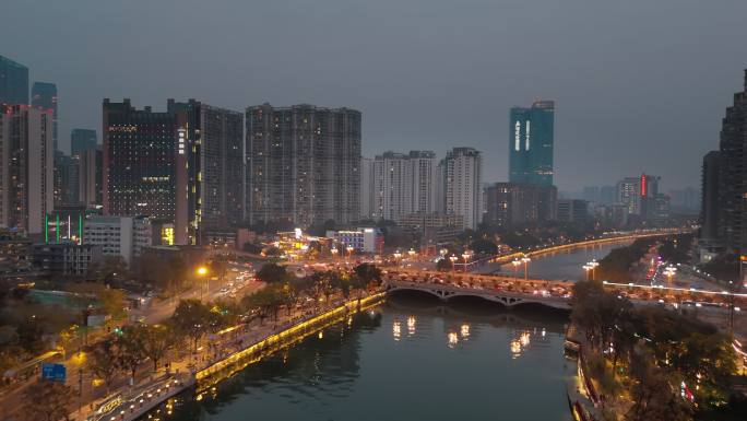 成都九眼桥地区夜景航拍