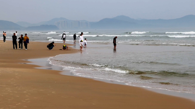 海滩游客 海滨 海边 慢动作