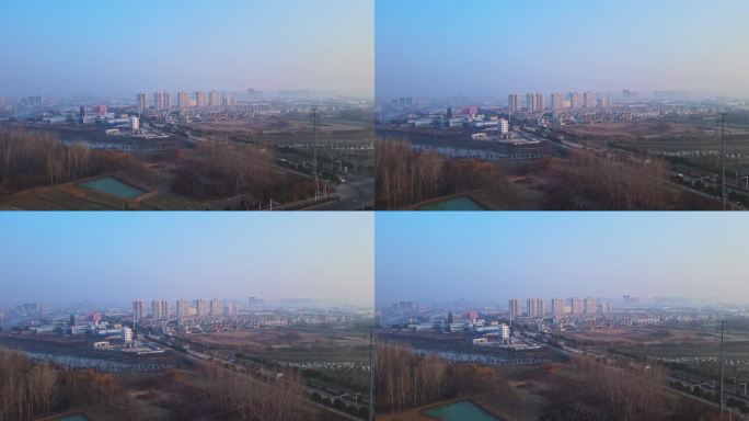 安徽滁州定远县城冬日早晨远景航拍
