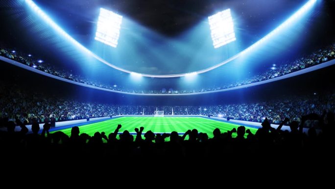 足球场上有观众欢呼的动画