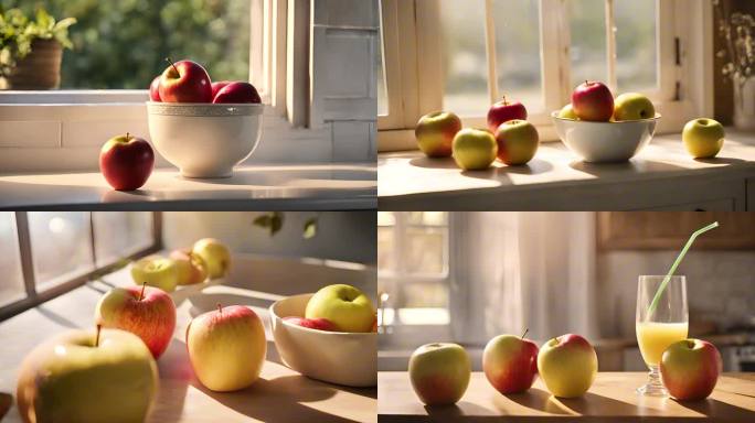 4K高质量摄影宣传片美食苹果清晨早餐混剪