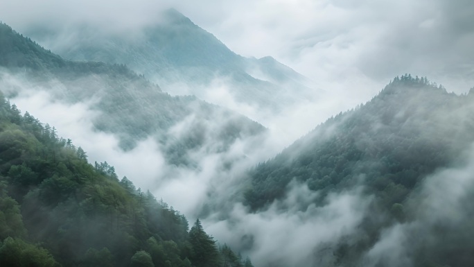 山云雾生态大自然晨雾山川山林雾