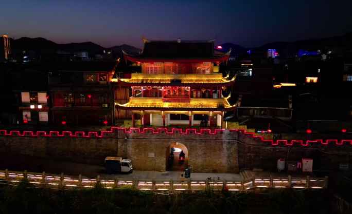 长汀五通门夜景