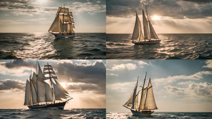 乘风破浪扬帆起航帆船航海航行视频素材
