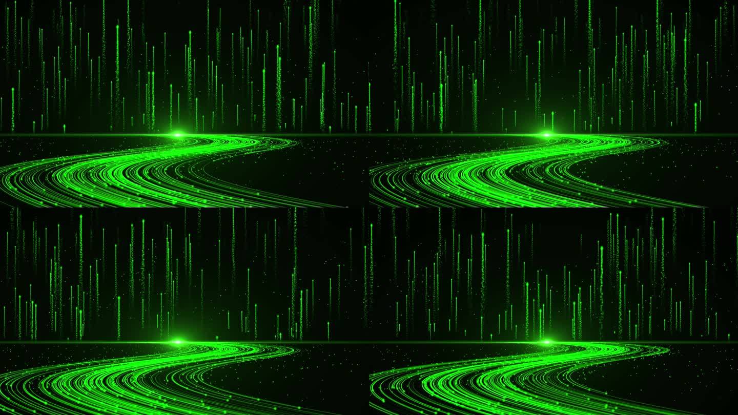 绿色粒子光线河流背景AE模板
