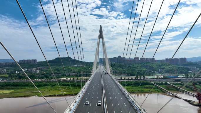 4k多角度航拍重庆白居寺大桥唯美空境