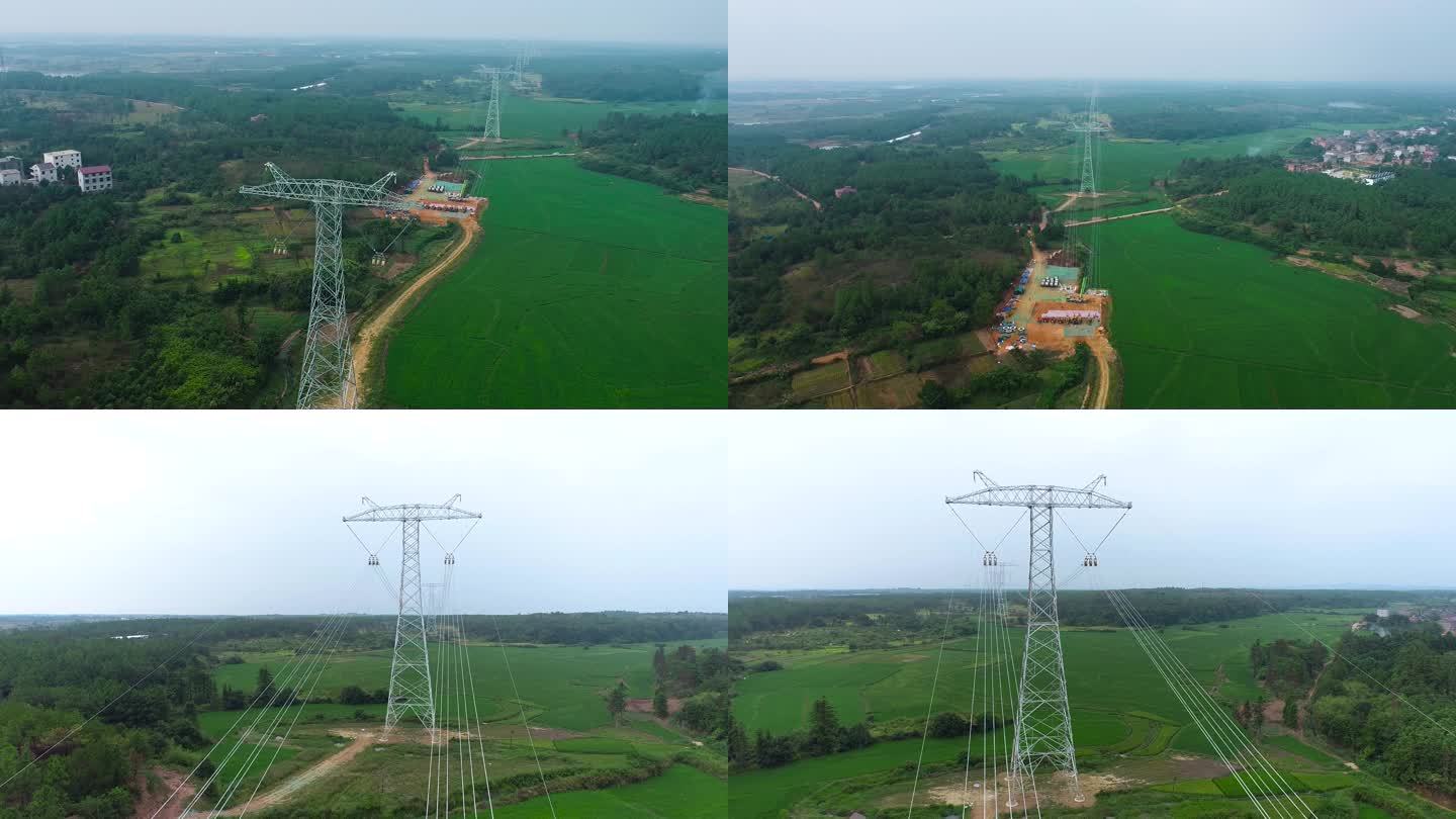 电力架线 国家电网 铁塔 架线 能源