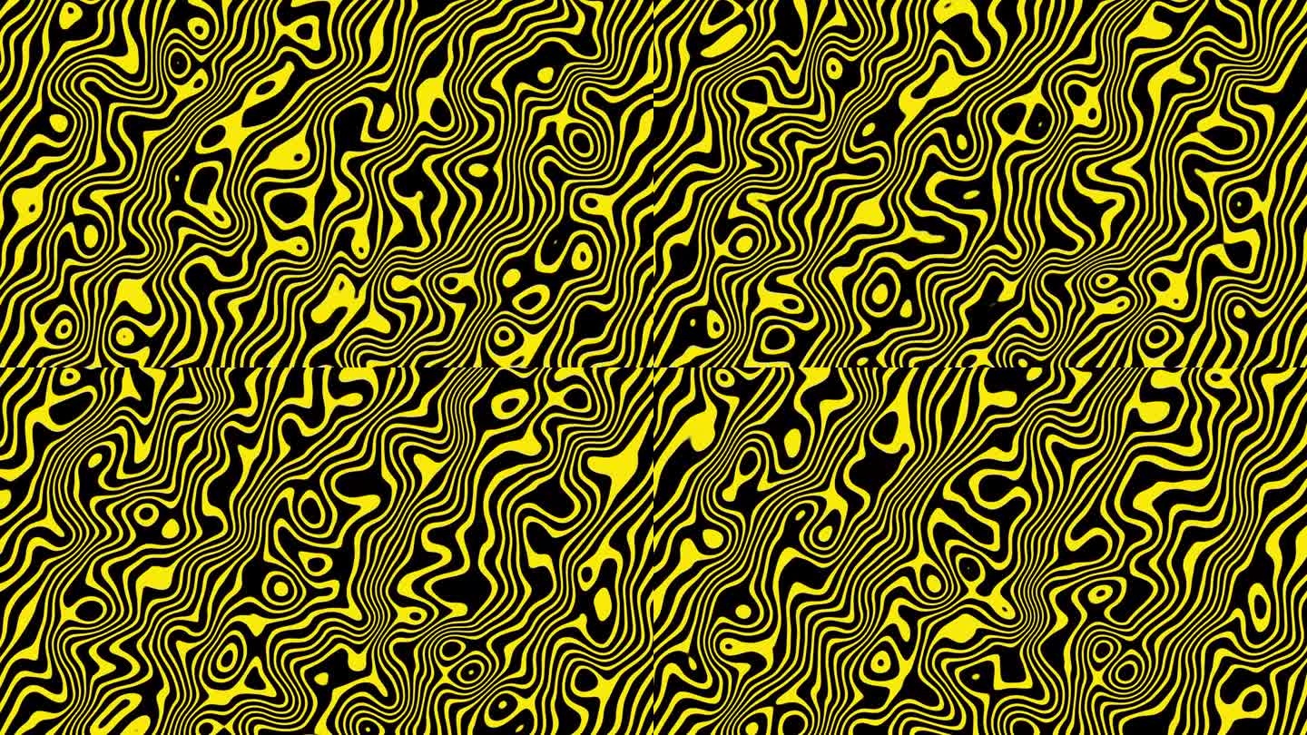 抽象的黄色地形线动画在一个黑暗的背景。