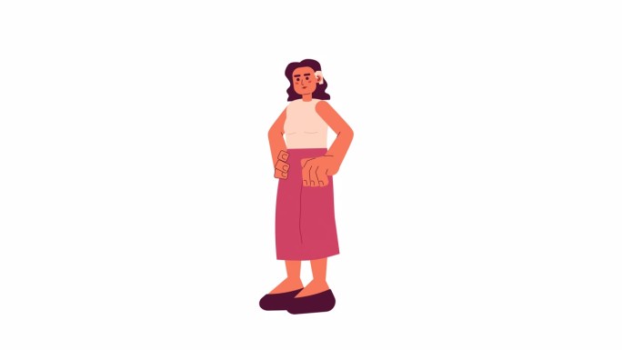 拉丁裔残疾女性助听器2D角色动画