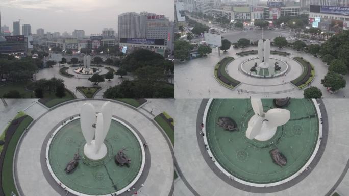 北海 北部湾广场 4K 航拍 喷泉 城市