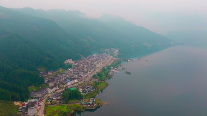 航拍眉山雅女湖