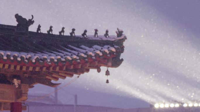 陕西西安地标钟楼雪景视频素材