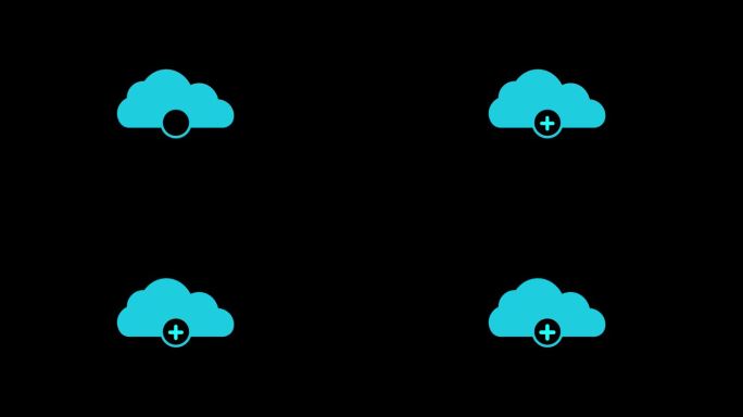 云计算图标与添加或加号，在云网络简单的标志动画电源