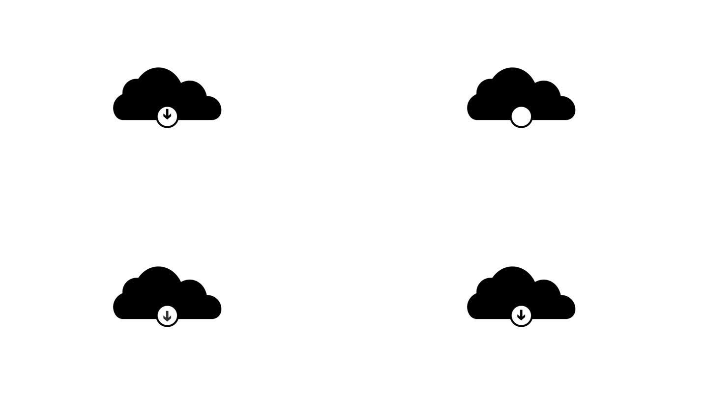 云计算图标与加号，在云网络简单的标志动画电源