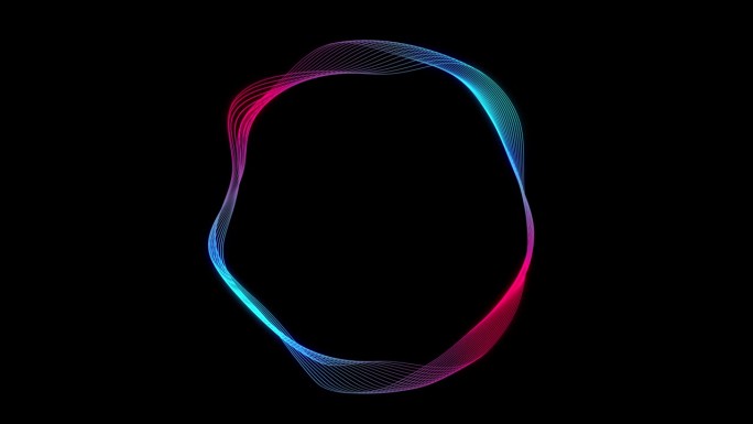 抽象的渐变运动视频，带有漩涡效果的彩色圆圈，标志运动，黑色背景上的实体，网络设计，四色4K波浪设计。