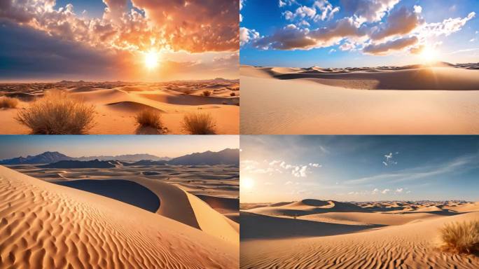 4k原创沙漠风光一带一路沙漠骆驼丝绸之路