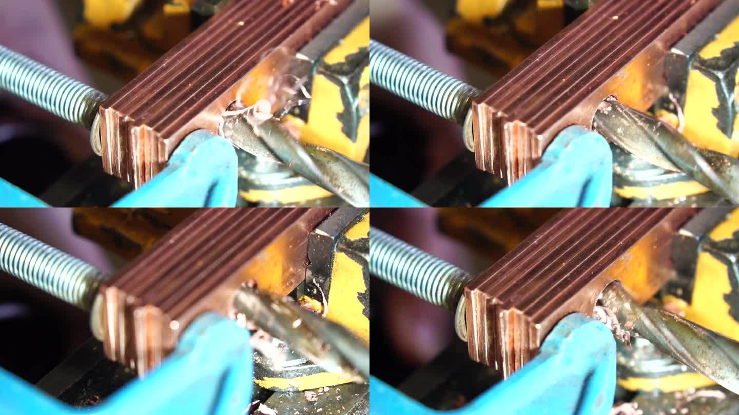 金属加工行业:用润滑油在车床镗床上的电气连接用铜棒上钻近孔