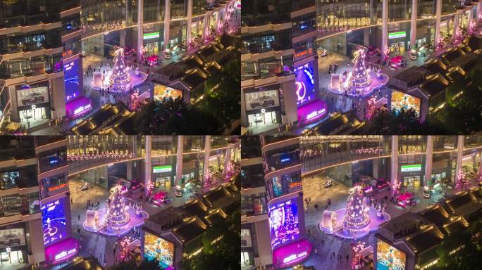 【商用4K】航拍高德广场圣诞节夜景