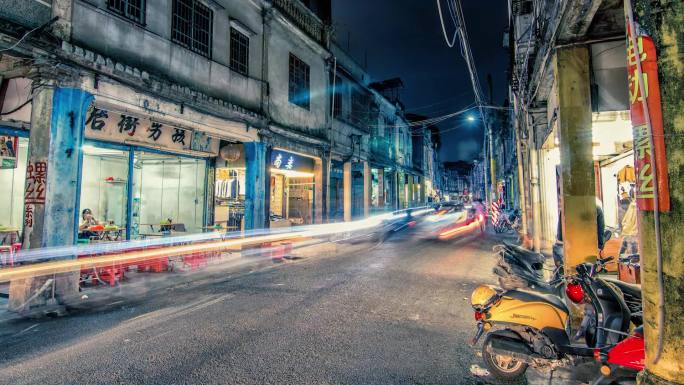 揭阳古城夜景延时摄影