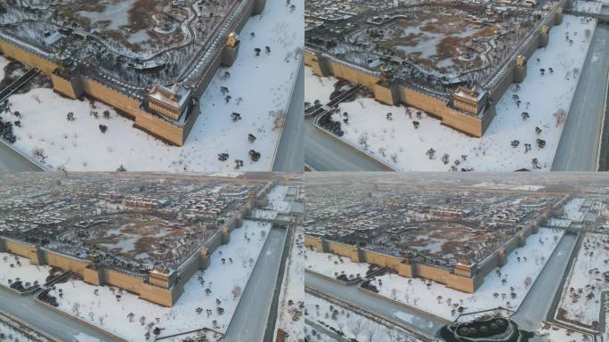 山西太原古县城雪景航拍