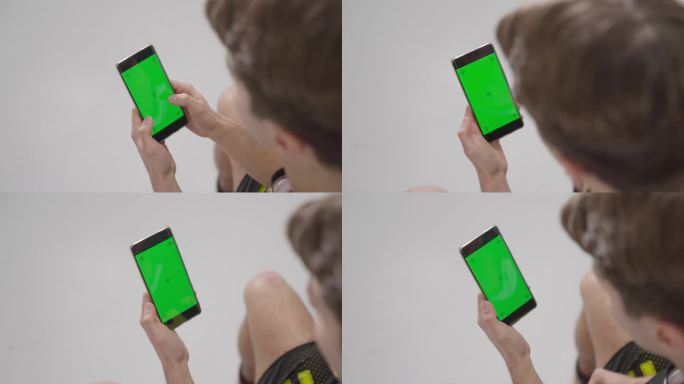 4K绿幕抠像抠图玩手机外籍模特绿屏跟踪
