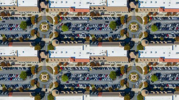 无人机直接在美国一个停车场上空拍摄