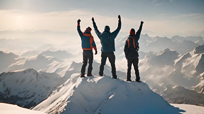 大气登山 团队合作 企业励志 登顶胜利