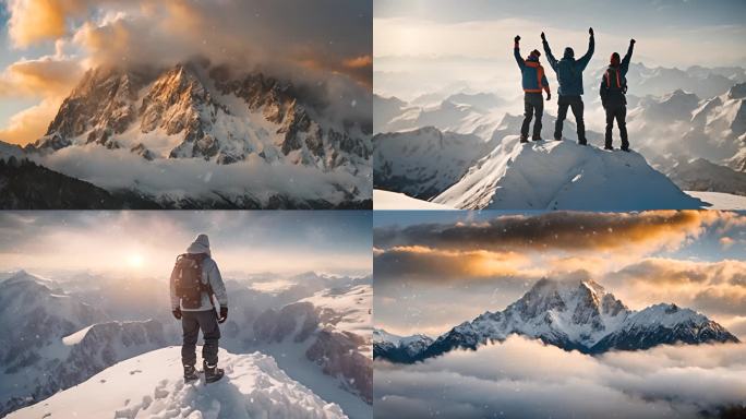 大气登山 团队合作 企业励志 登顶胜利