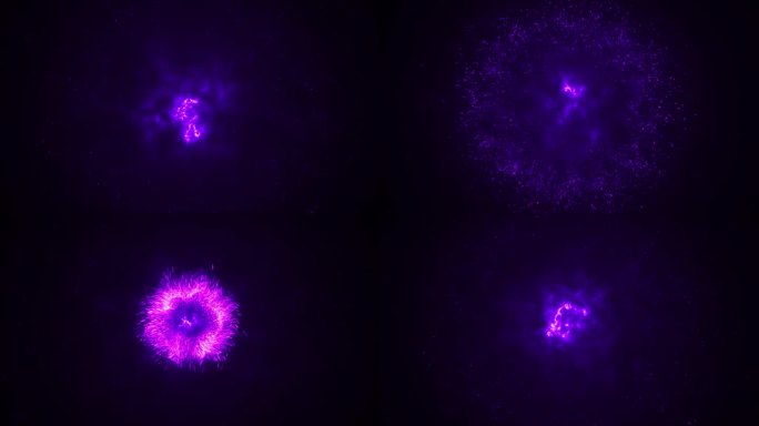 紫色的粒子在迷人的背景上爆炸