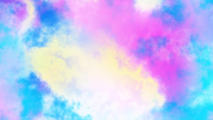 魔法独角兽天空循环镜头4k。多云星云背景。自然柔和的颜色。