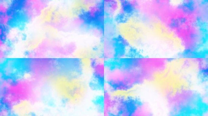 魔法独角兽天空循环镜头4k。多云星云背景。自然柔和的颜色。