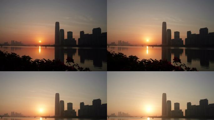 8K延时拍摄，广州冬天珠江边日出两岸美景