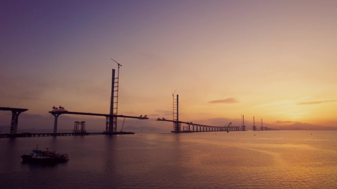 黄茅海大桥中国基建晨曦日落大型基建项目