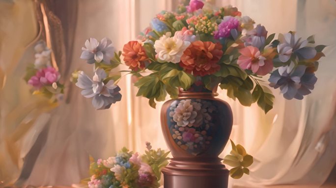 欧式复古花瓶油画花朵8
