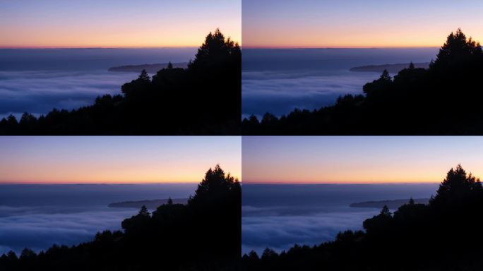 黄昏时分，塔玛派斯山的云河在令人惊叹的时间流逝中流动