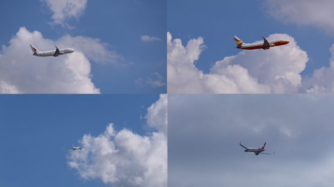 蓝天白云与飞机