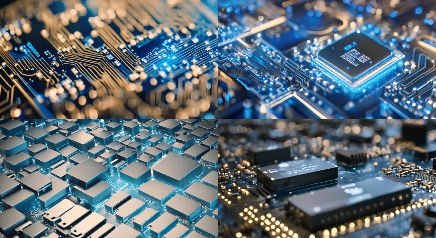 蓝色科技芯片开场素材（4个）