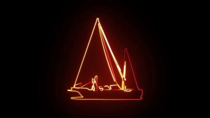 帆船抽象描边轮廓发光