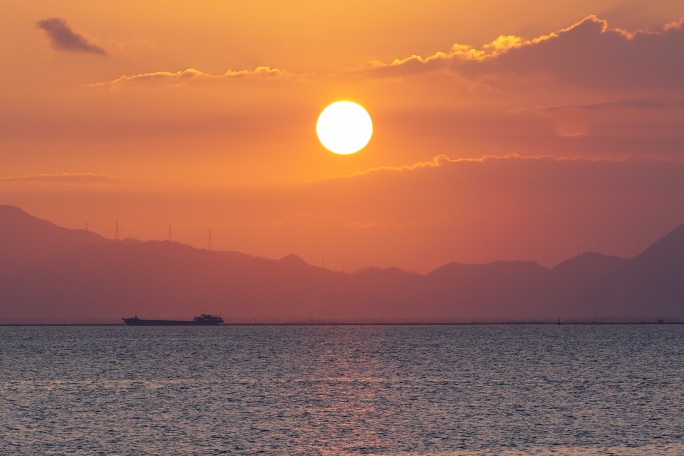 海上日落延时摄影