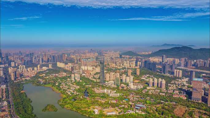 深圳湾华侨城国家湿地公园航拍城市风景