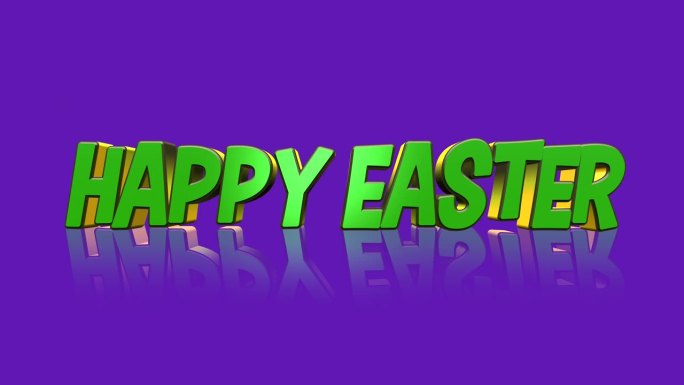 浮动字母拼出复活节快乐在一个充满活力的紫色背景