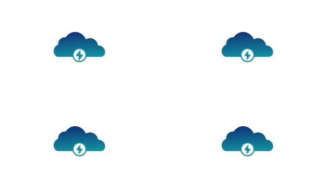 云计算图标与伏特标志，电源在云网络简单的标志动画