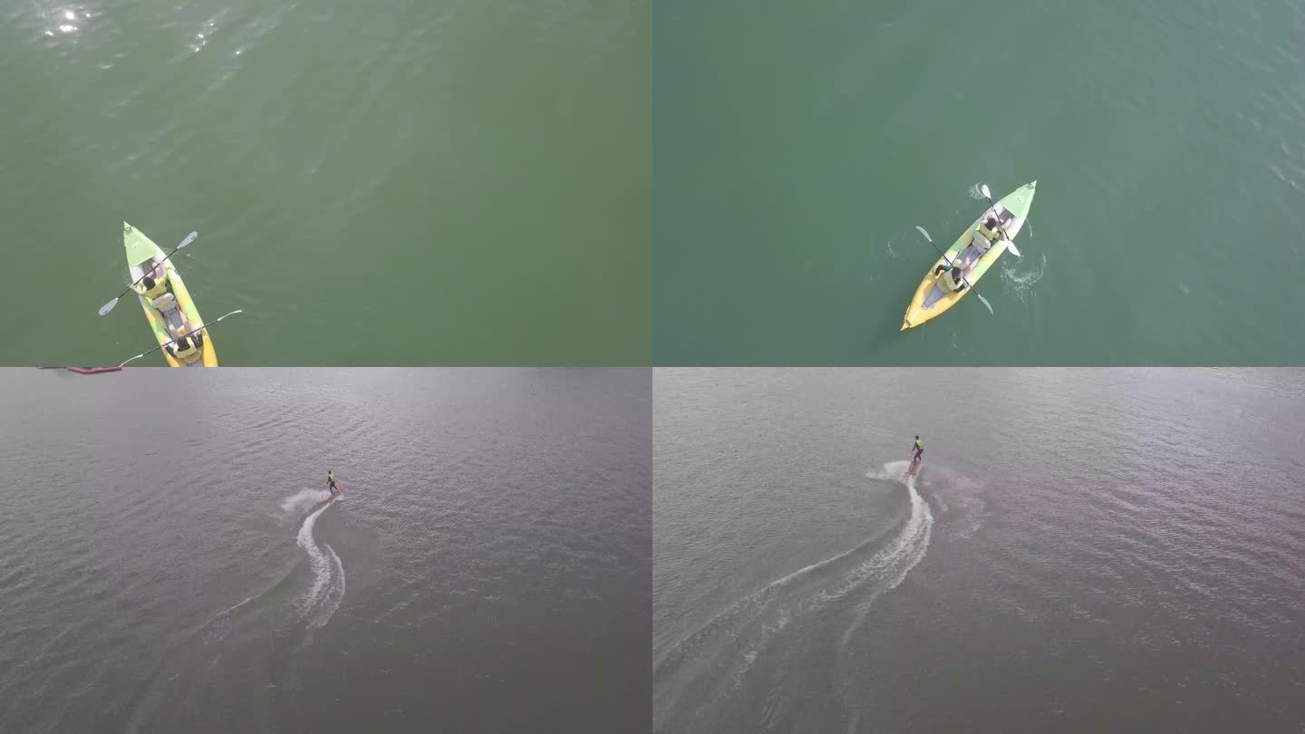 冲浪划船运动航拍灰片素材视频素材