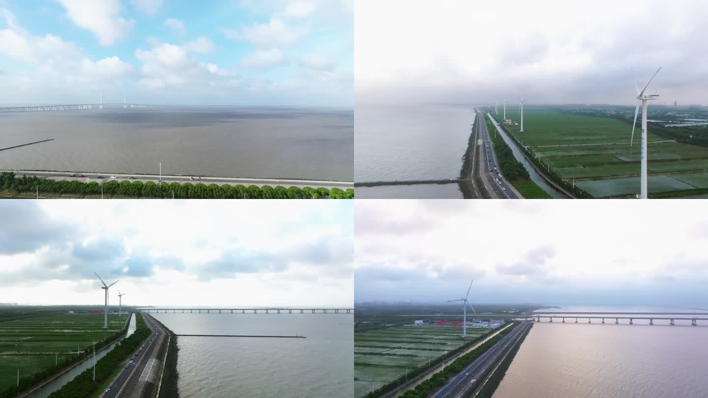 上海市长兴岛海边新能源风车