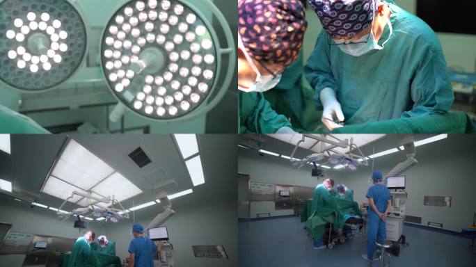 手术实拍医生手术室递手术刀递剪刀监测仪